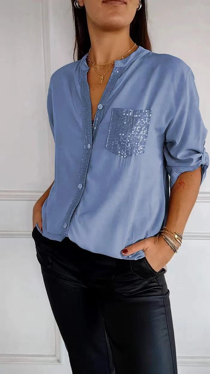 Chemise décontractée à sequins