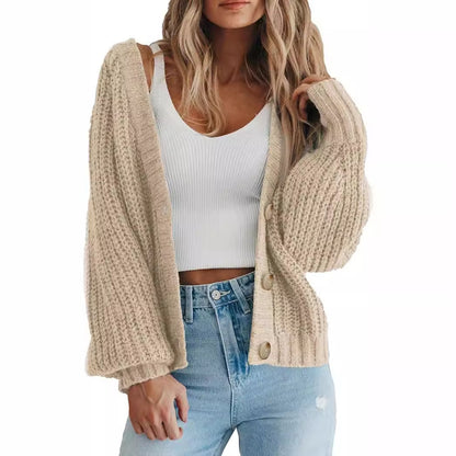 Pull cardigan en tricot épais pour femme