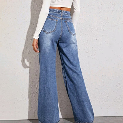 Pantalon large taille haute femme