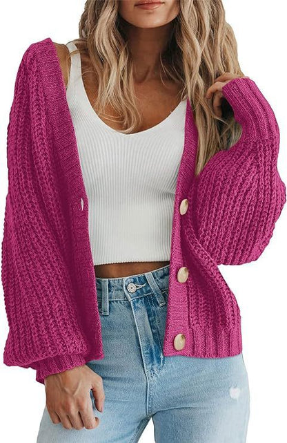 Pull cardigan en tricot épais pour femme