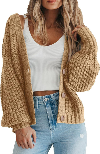 Pull cardigan en tricot épais pour femme