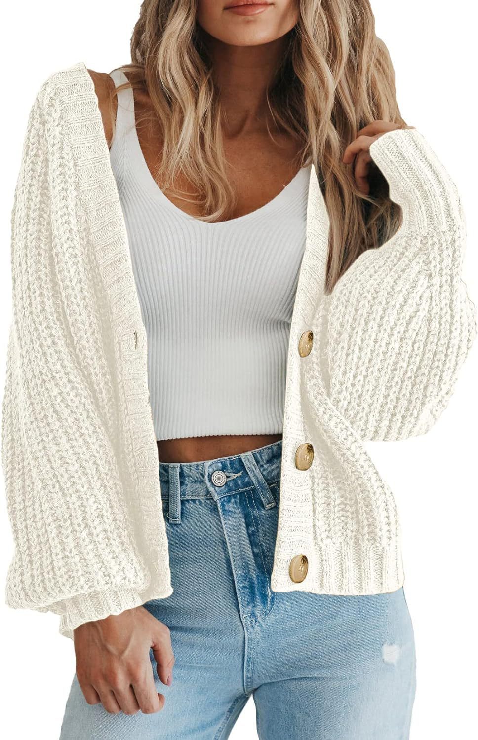 Pull cardigan en tricot épais pour femme