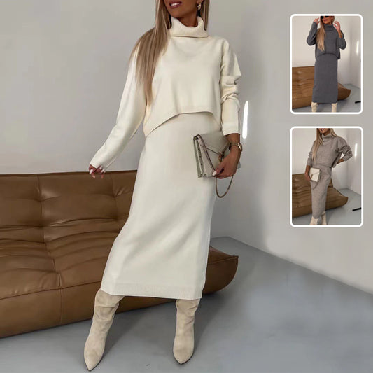 Ensemble  pull col roulé et robe longue