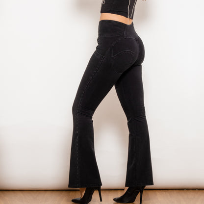 Pantalon Taille Haute Jeans Femme