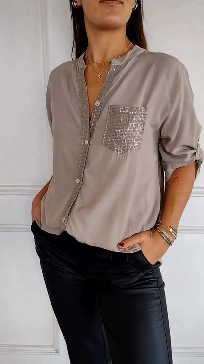 Chemise décontractée à sequins