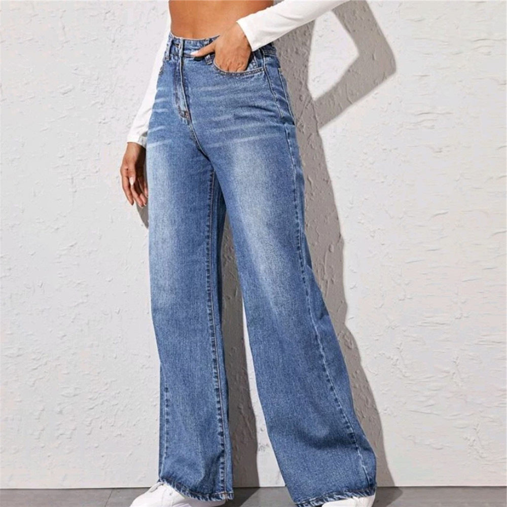 Pantalon large taille haute femme