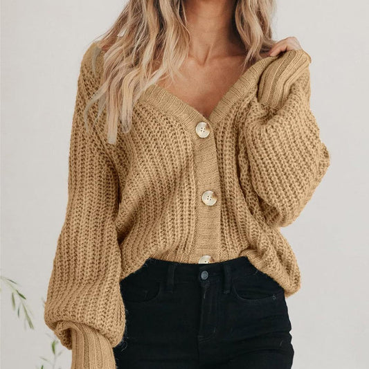 Pull cardigan en tricot épais pour femme