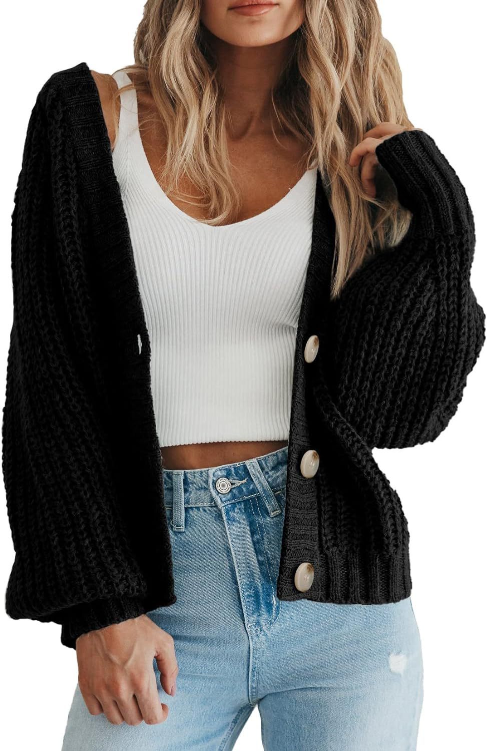 Pull cardigan en tricot épais pour femme