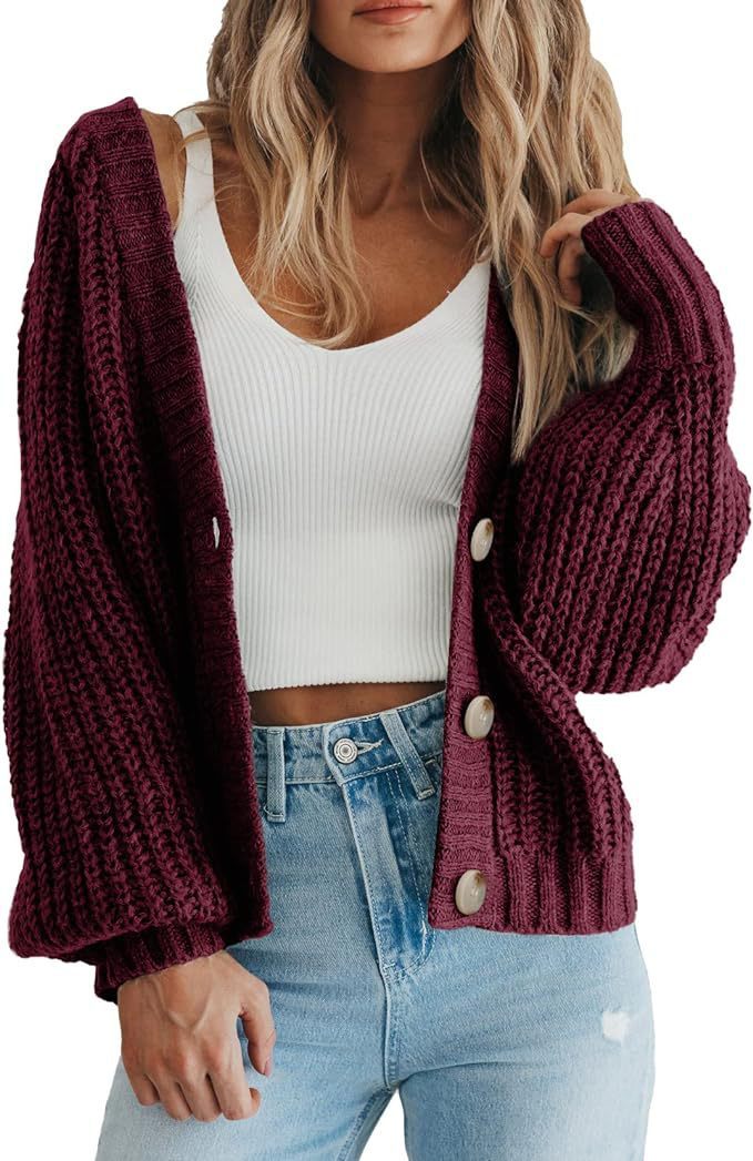 Pull cardigan en tricot épais pour femme