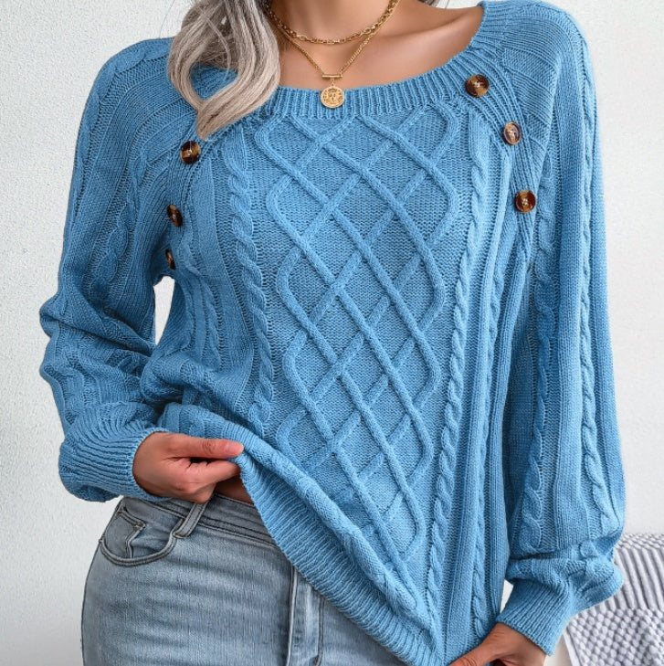 Pull à col carré décontracté pour femme