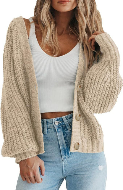 Pull cardigan en tricot épais pour femme