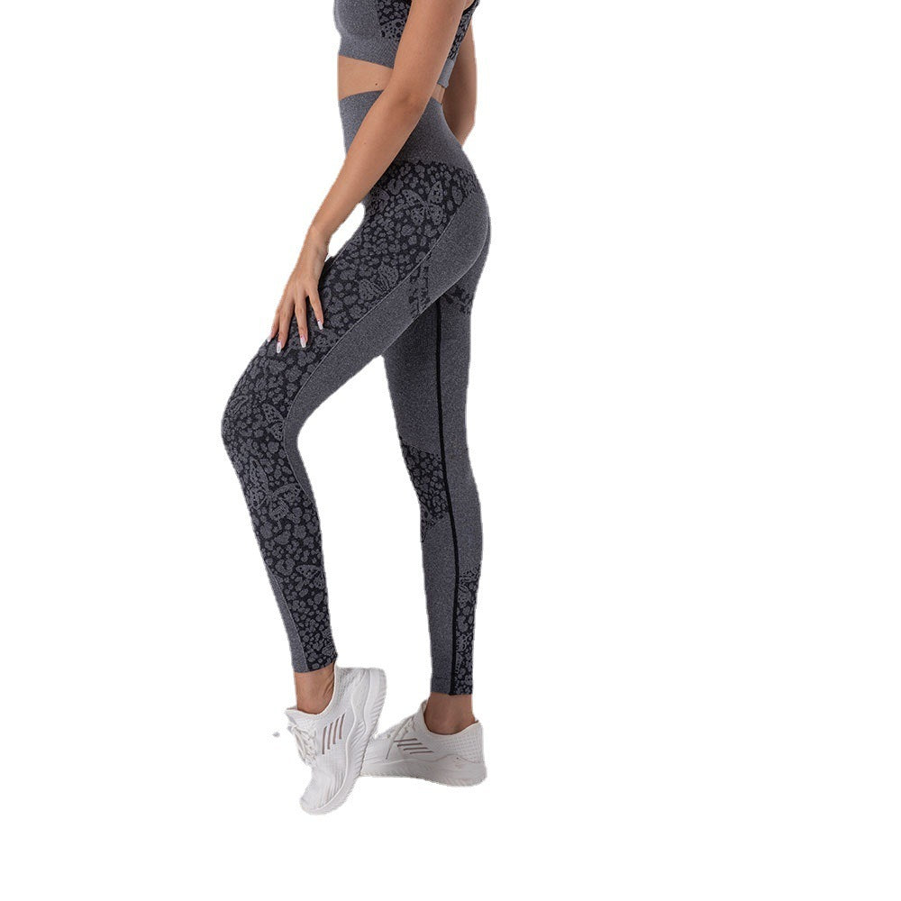 Leggings de yoga jacquard papillon